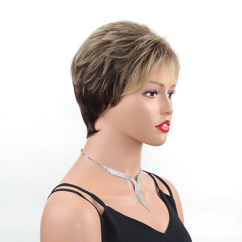 FurDecoration – Großhandel Perücke/Haarteil – Kurze lockige synthetische Perücke mit Kappe2