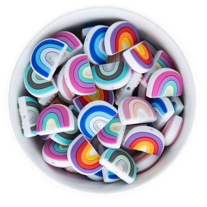 Perles focales arc-en-ciel en silicone coloré pour la vente par Cara & Co Silicone Craft Supply