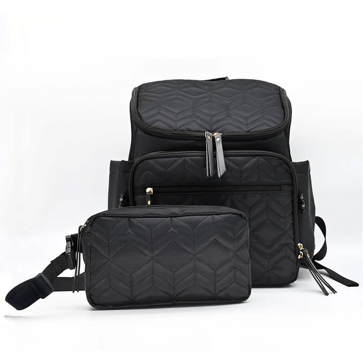 Backpack Diaper Bag with Removable Cross Body Bag - Black for wholesale by Trend Lab