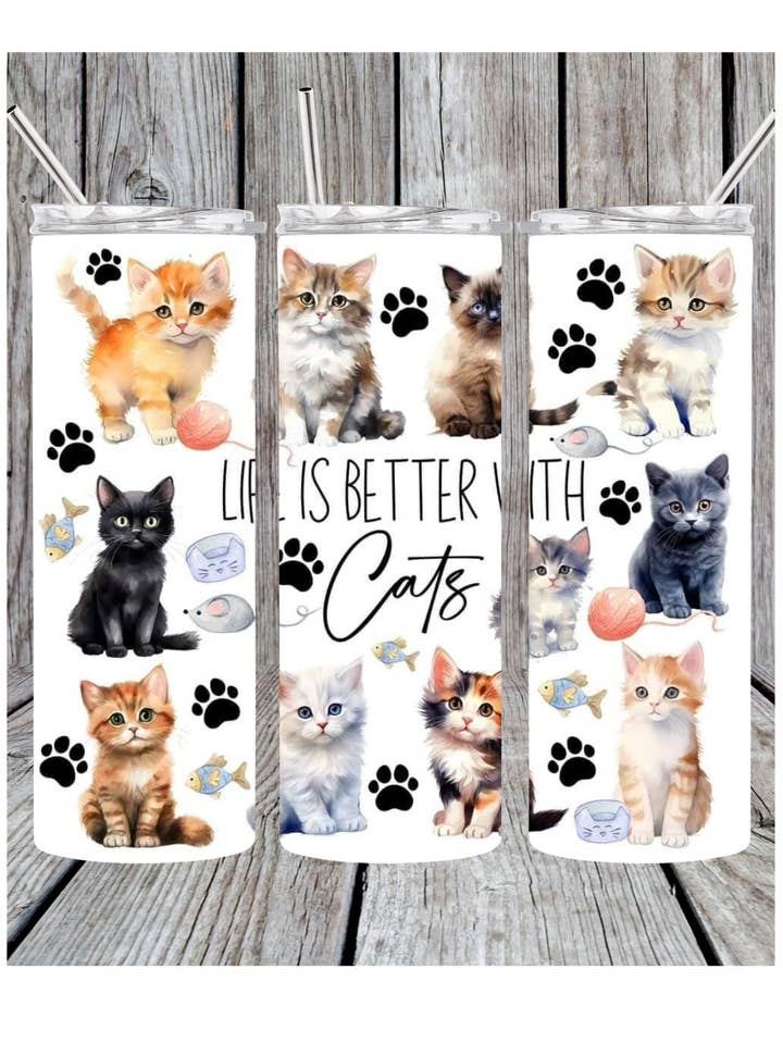 A vida é melhor com gatos tumbler por atacado de Eclectic Wallflower Boutique