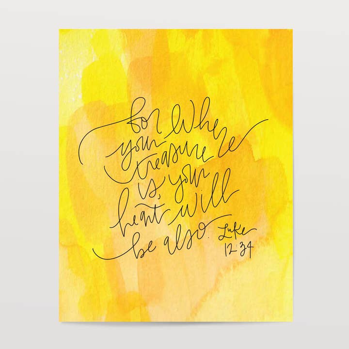 Luke 12:34 - Watercolor Art Print for wholesale by The Woven Pen