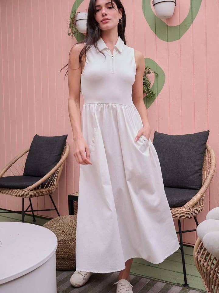 mittoshop – wholesale Klänning - Dam – MIX MEDIA DRAGKEDJA ÄRMLÖS MIDIKLÄNNING10