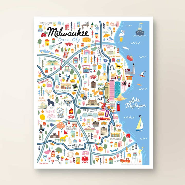 MILWAUKEE WI Map Art Wall Decor City Series Print for wholesale by A. B. Newton and Company