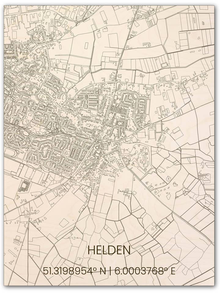 Wooden wall decoration citymap Helden för wholesale av Brandthout.
