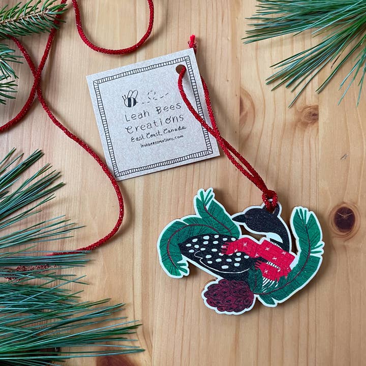Leah Bees Creations - Wholesale Ornament - Christmas Loon - Wooden Christmas Tree Ornament3