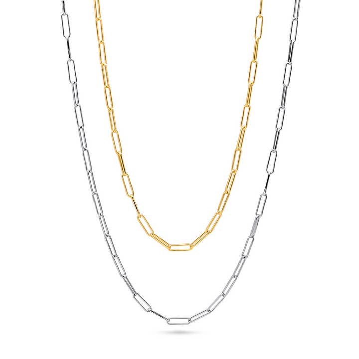 BERRICLE Papirclips Lagdelt Kædehalskæde 3mm, 2-dele for engroshandel hos BERRICLE