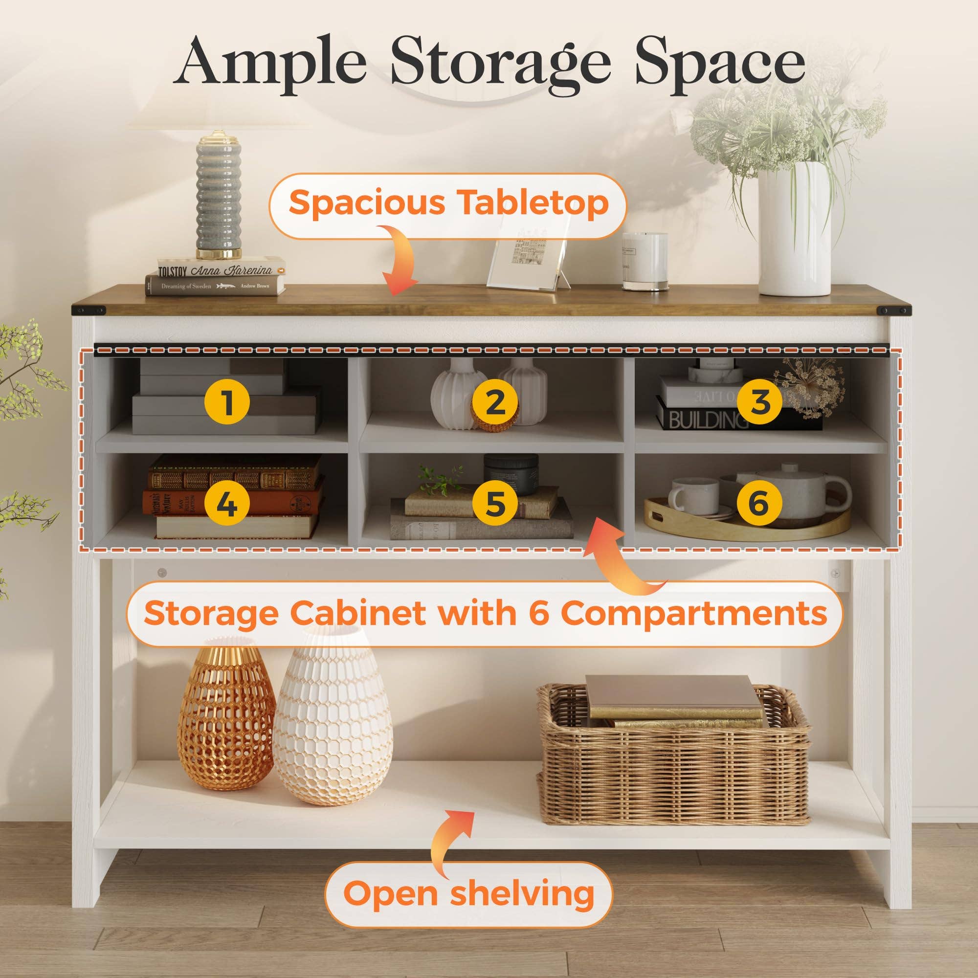 Heynemo - Wholesale Console Table - Farmhouse Entryway Table with Storage, 46" Console Table16