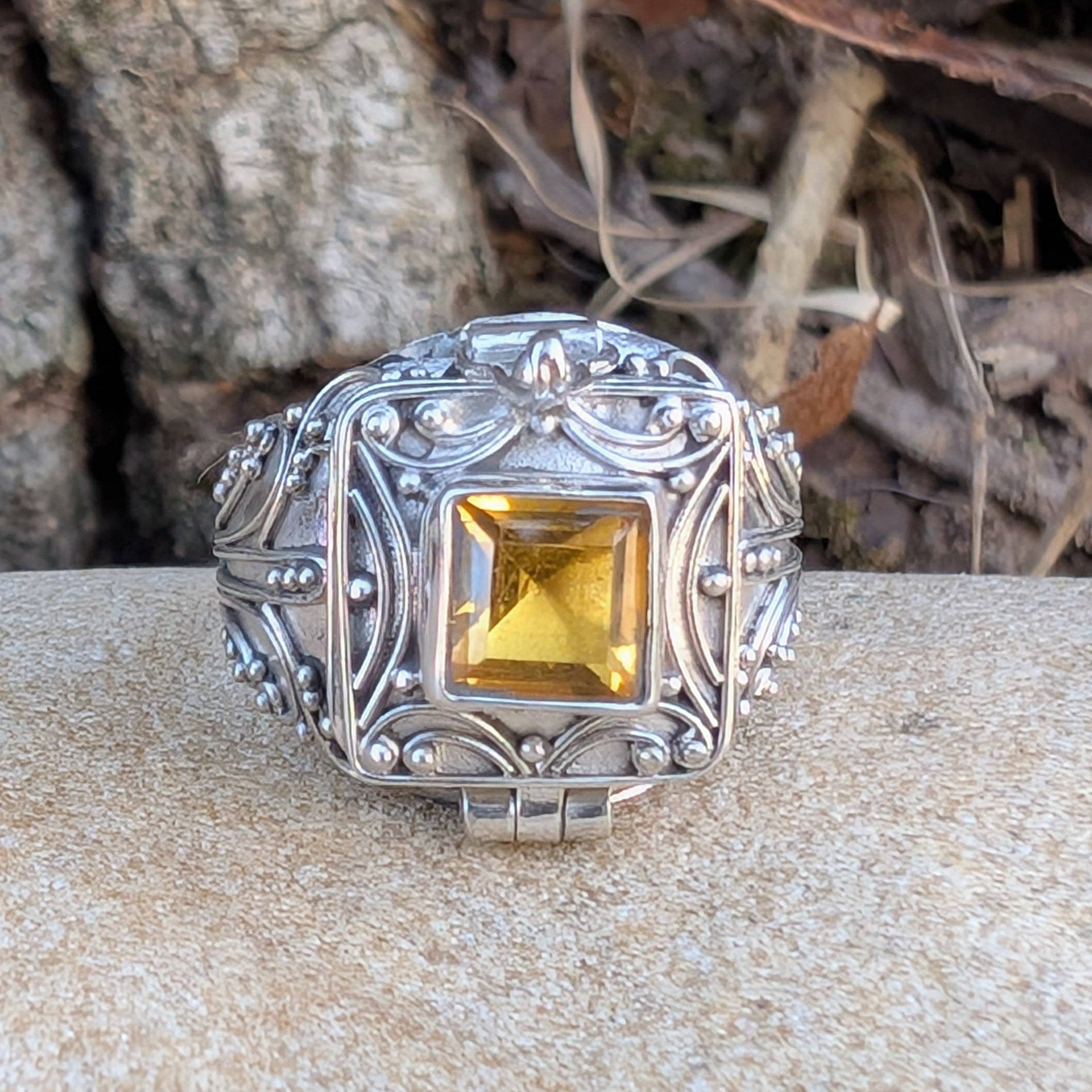 Silver Insanity - Wholesale Cocktail/Statement Ring - Midnight Elixir - Square Poison Locket Box Sterling Silver Ring12