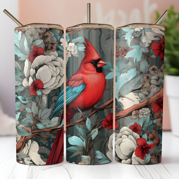 Christmas Cardinal 20oz Skinny Tumbler for wholesale by Dogwood Graphics & Design