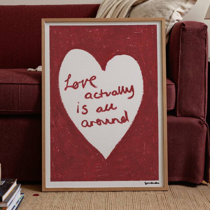 Love Actually Is All Around Oil Pastel Print for wholesale by Pink Giraffe Print Co