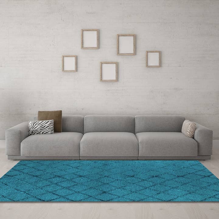 Trellis Turquoise Modern Area Rugs for wholesale by Ahgly