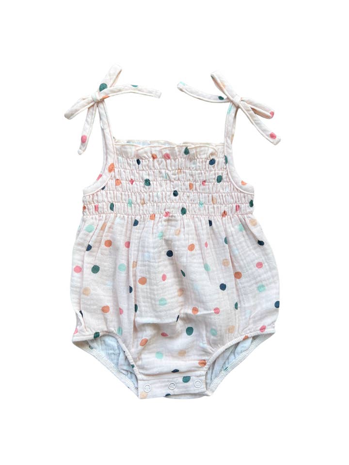 babysprouts clothing company - Wholesale Bodysuit (Non-Footed) - Baby - Baby Tie-Smocked Bodysuit Baby Girl Summer Gauze Romper