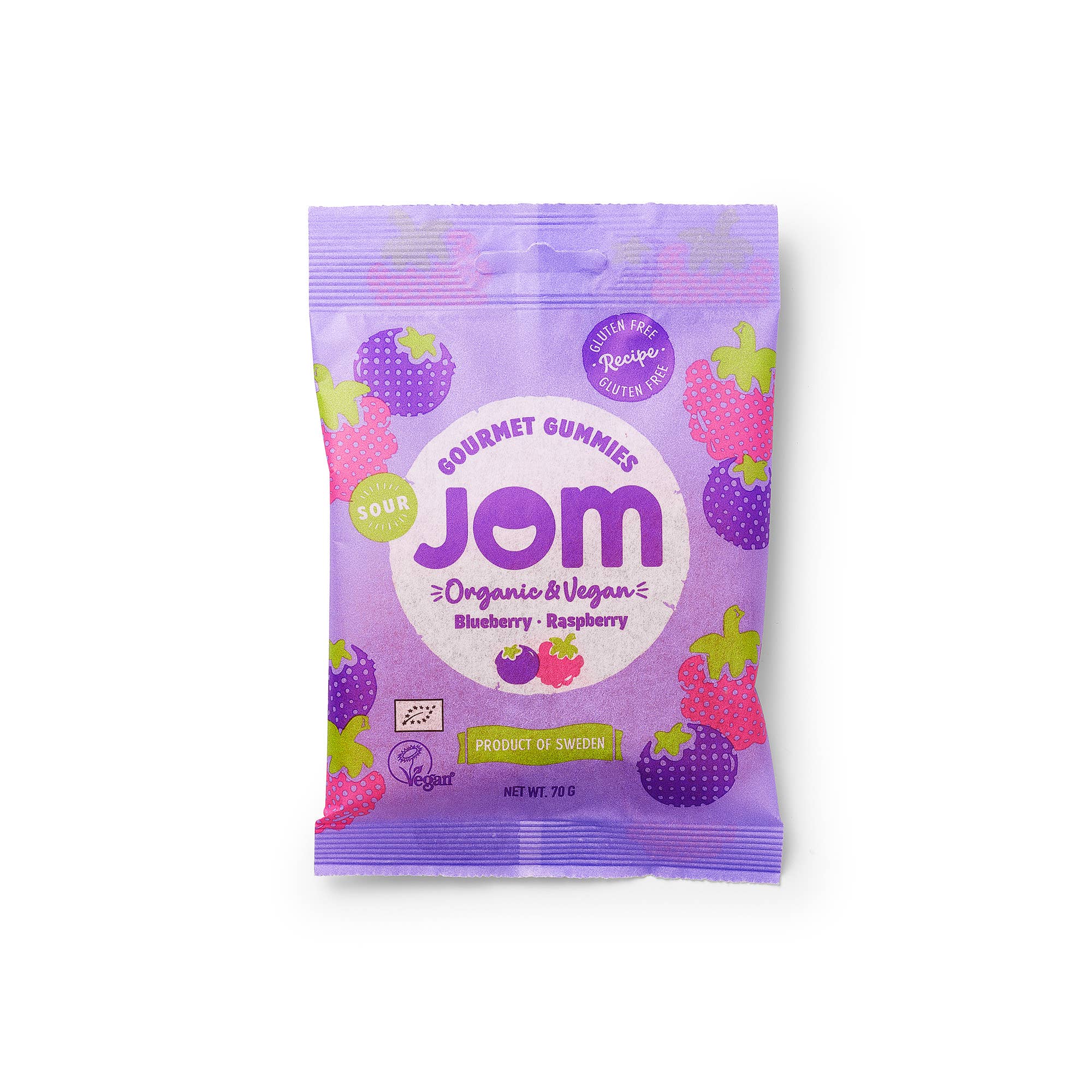 JOM - Wholesale Gummy - Organic and Vegan Swedish Sour Blueberry & Raspberry Gummies5