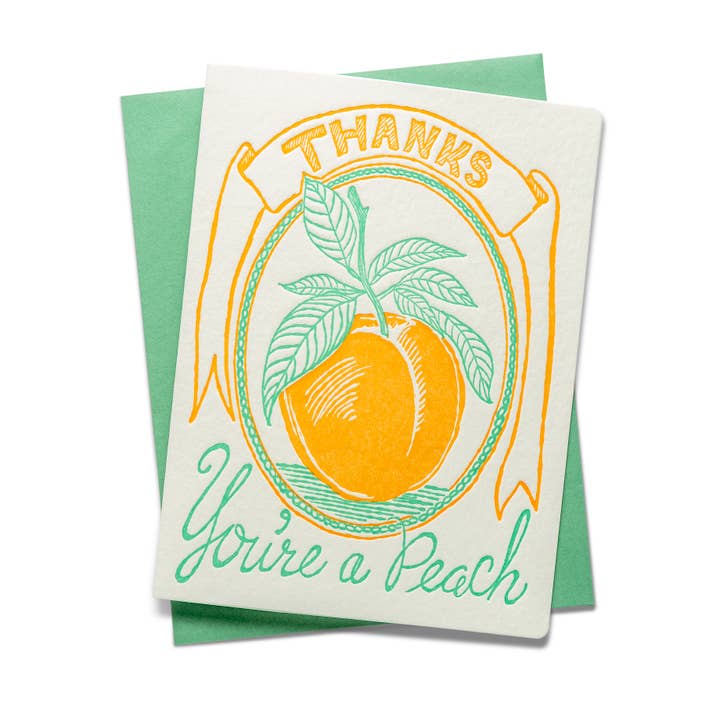 Eres un melocotón | Tarjeta de felicitación tipográfica | Gracias para venta al por mayor de Color Box Design & Letterpress