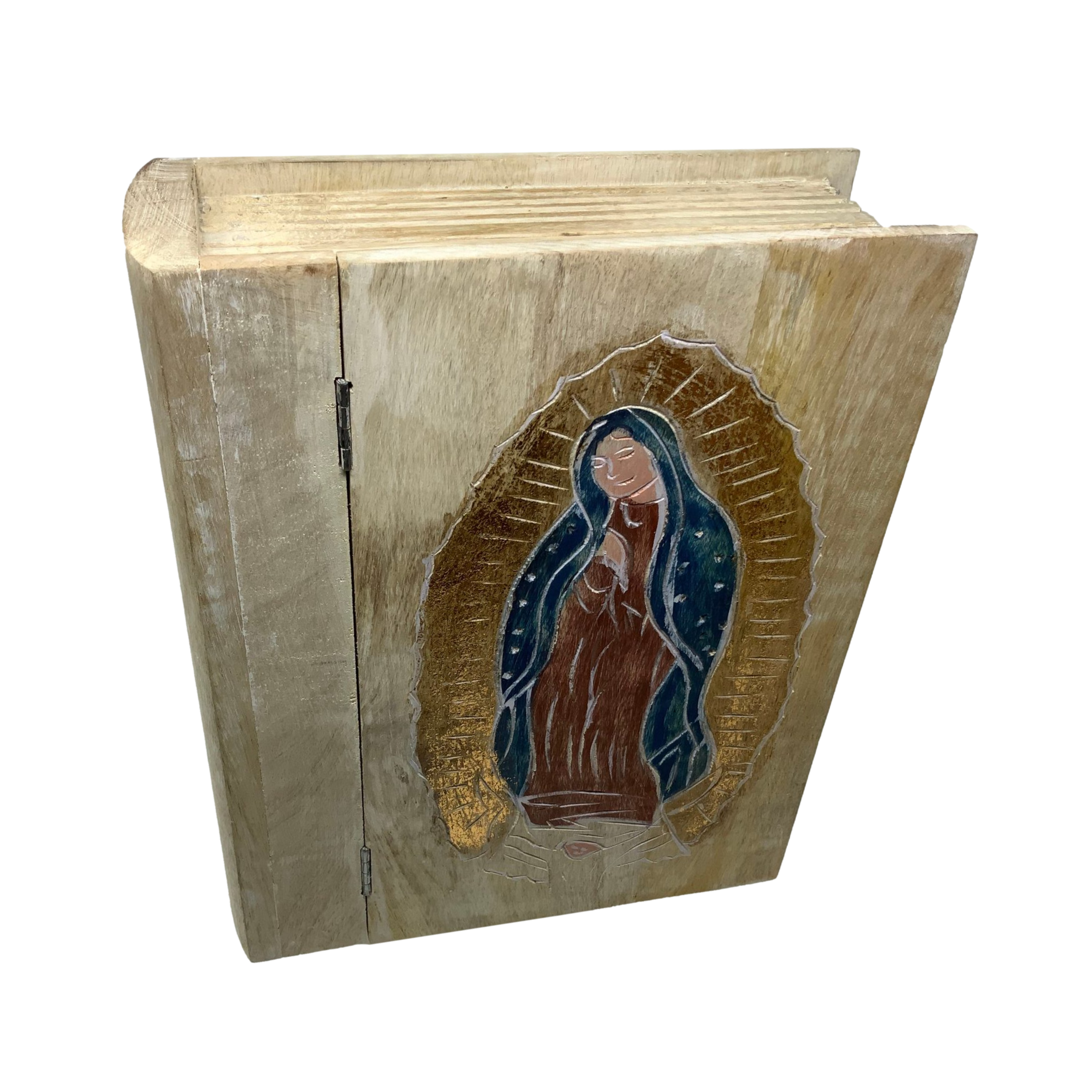Wilco Home - Wholesale Decorative Box - Hand-Carved Virgin of Guadalupe Hinged Book Box-Dec 12th10