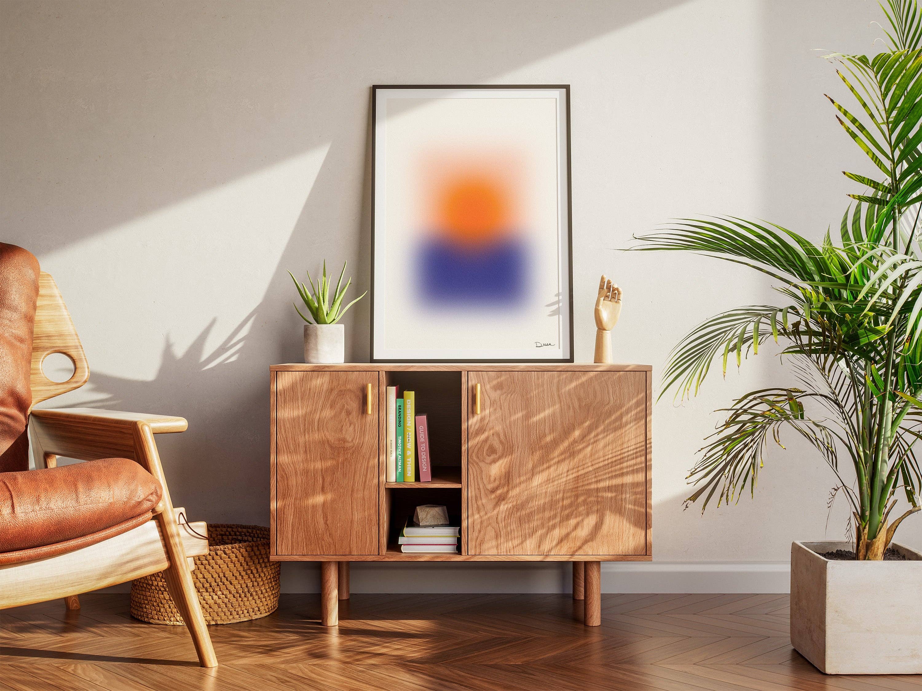 Holydirtstudio.com - Wholesale Art Print - Blurred Horizon, Abstract Blurred Sunset Poster, Modern Art, Orange Sun & Blue Horizon1