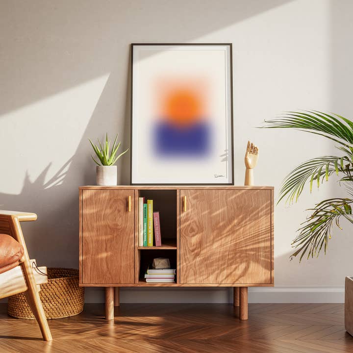 Holydirtstudio.com - Wholesale Art Print - Blurred Horizon, Abstract Blurred Sunset Poster, Modern Art, Orange Sun & Blue Horizon1