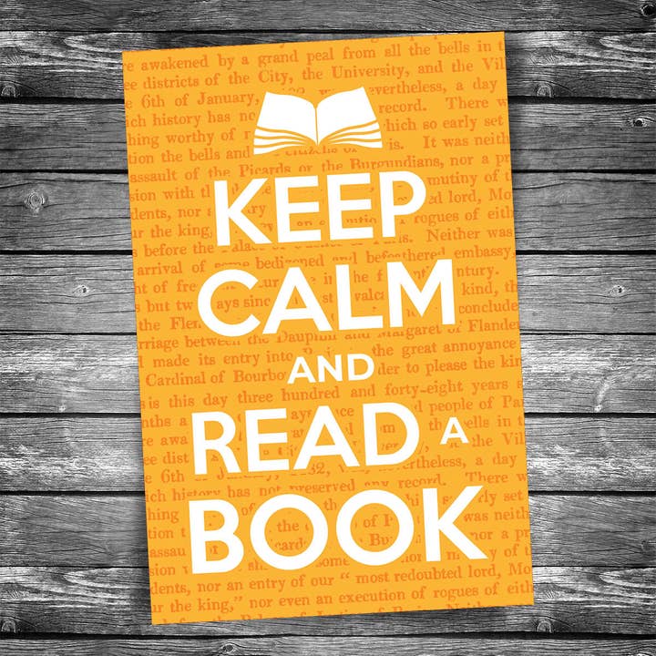 Keep Calm and Read a Book Postcard for wholesale by Christopher Arndt Postcard Co.