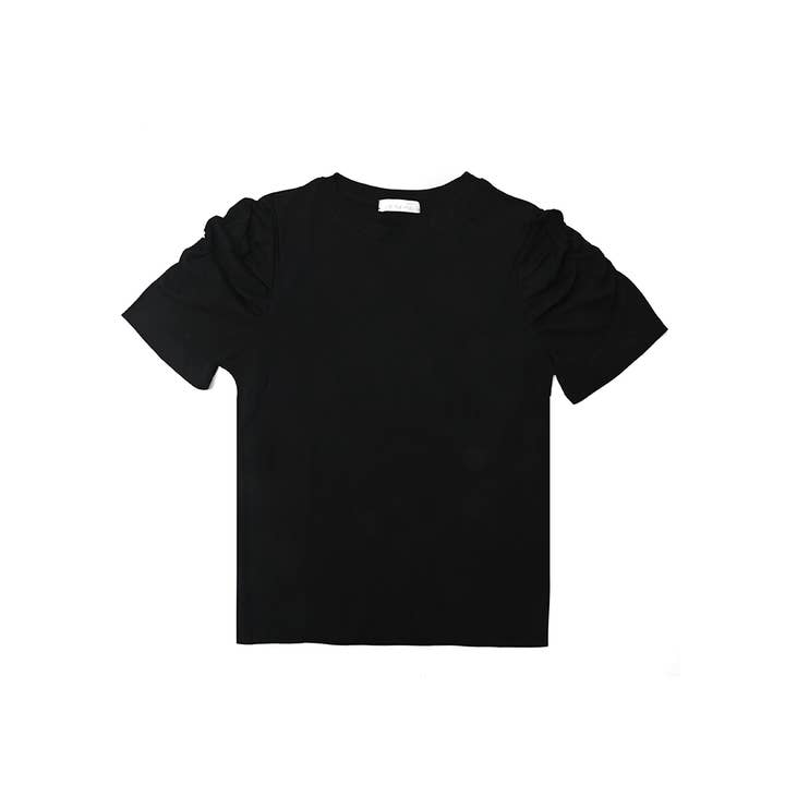 T-shirt with Rouched Sleeves in Black for wholesale by Last True Angel