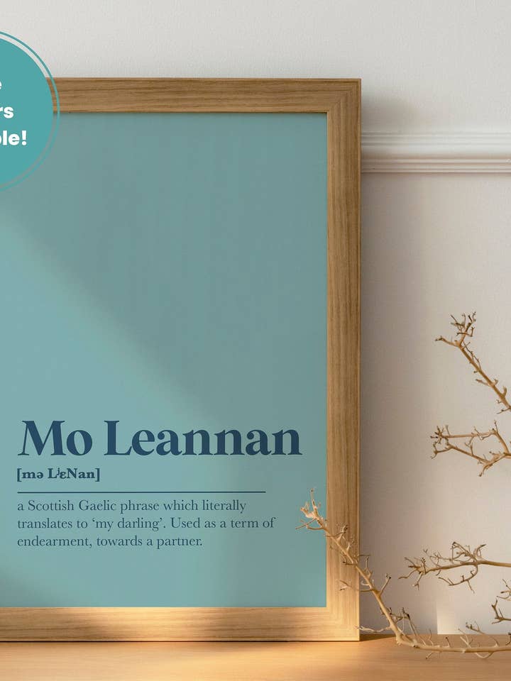 Mo Leannan Love Heart Marriage Engagement Gaelic Dictionary UNFRAMED PRINT for wholesale by Kalloway Design