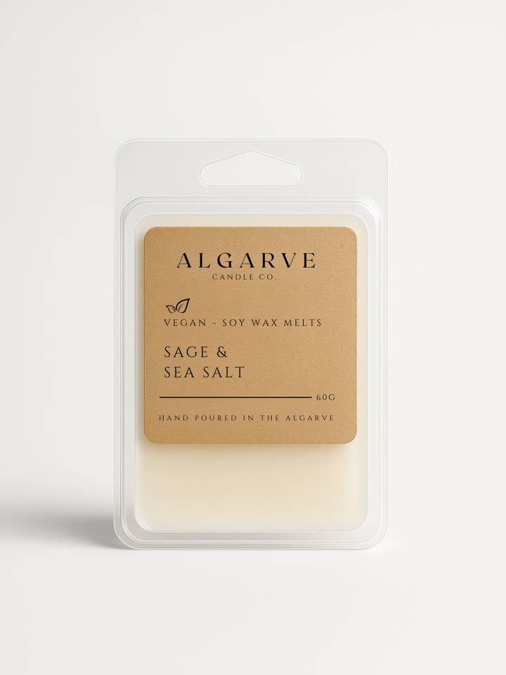 6 cubes - Fondants de cire de soja | Sel marin et sauge pour la vente par Algarve Candle Company