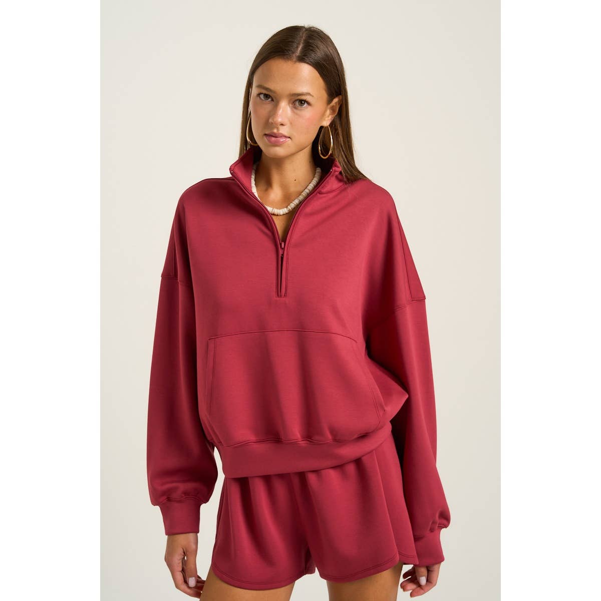 The GREii - Wholesale Sweatshirt - Women's - Mock Neck Half Zip Up Sweatshirt38