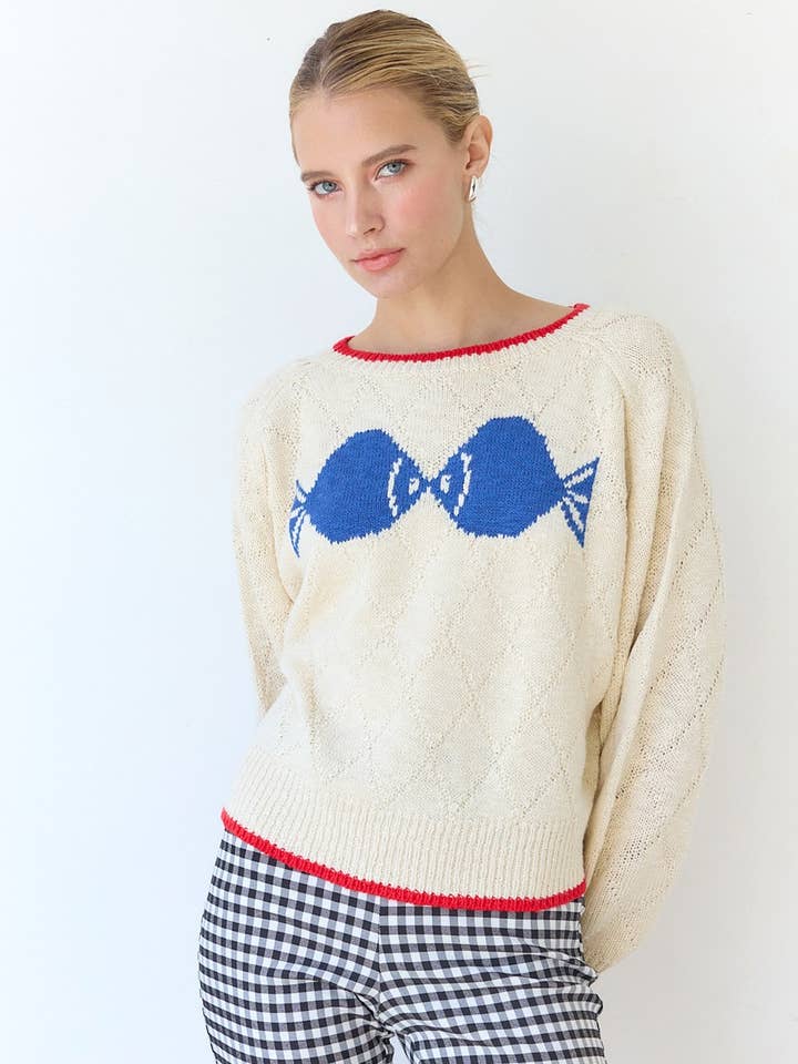 Kissing Fish Sweater - RSW1084 for wholesale by RAISONNEL