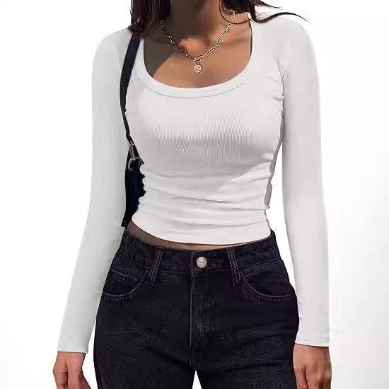 safistyle – wholesale T-shirt – women's – Women’s Slim Long Sleeve U-Neck T-Shirt2
