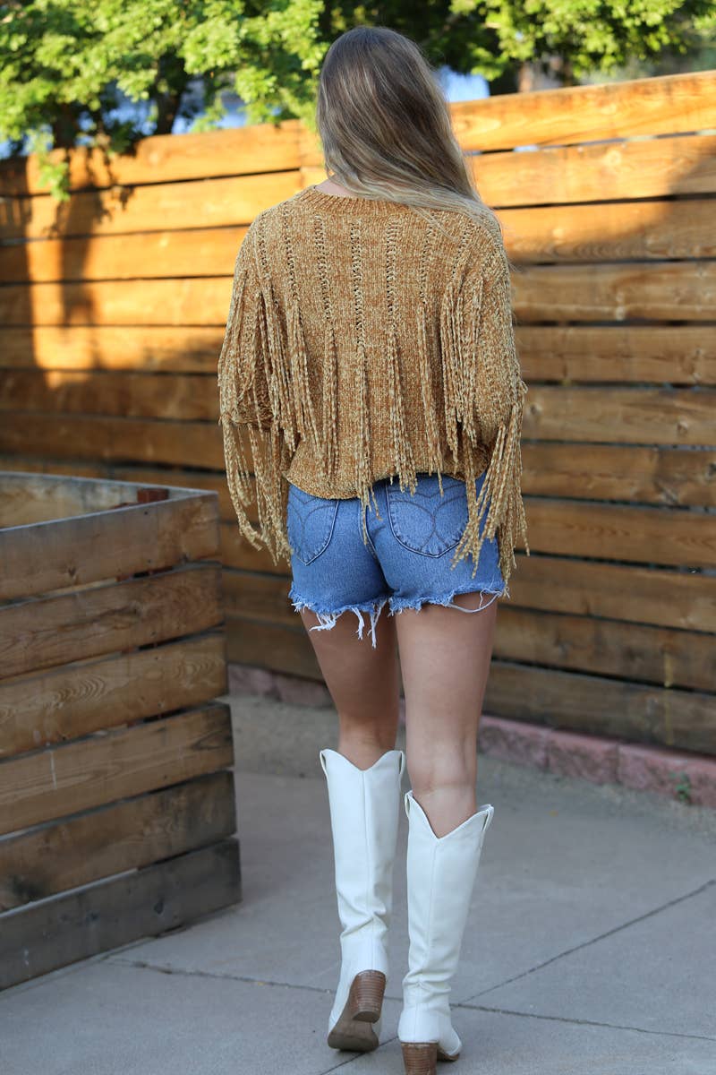 ANGIE - Wholesale Knit Sweater - Women's - XHH31-ASIS CHENILLE FRINGE PULLOVER SWEATER27