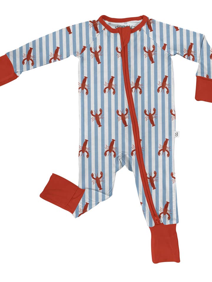 Little Pinchers Crawfish/Lobsters - LS Convertible Zip PJs for wholesale by Goosies