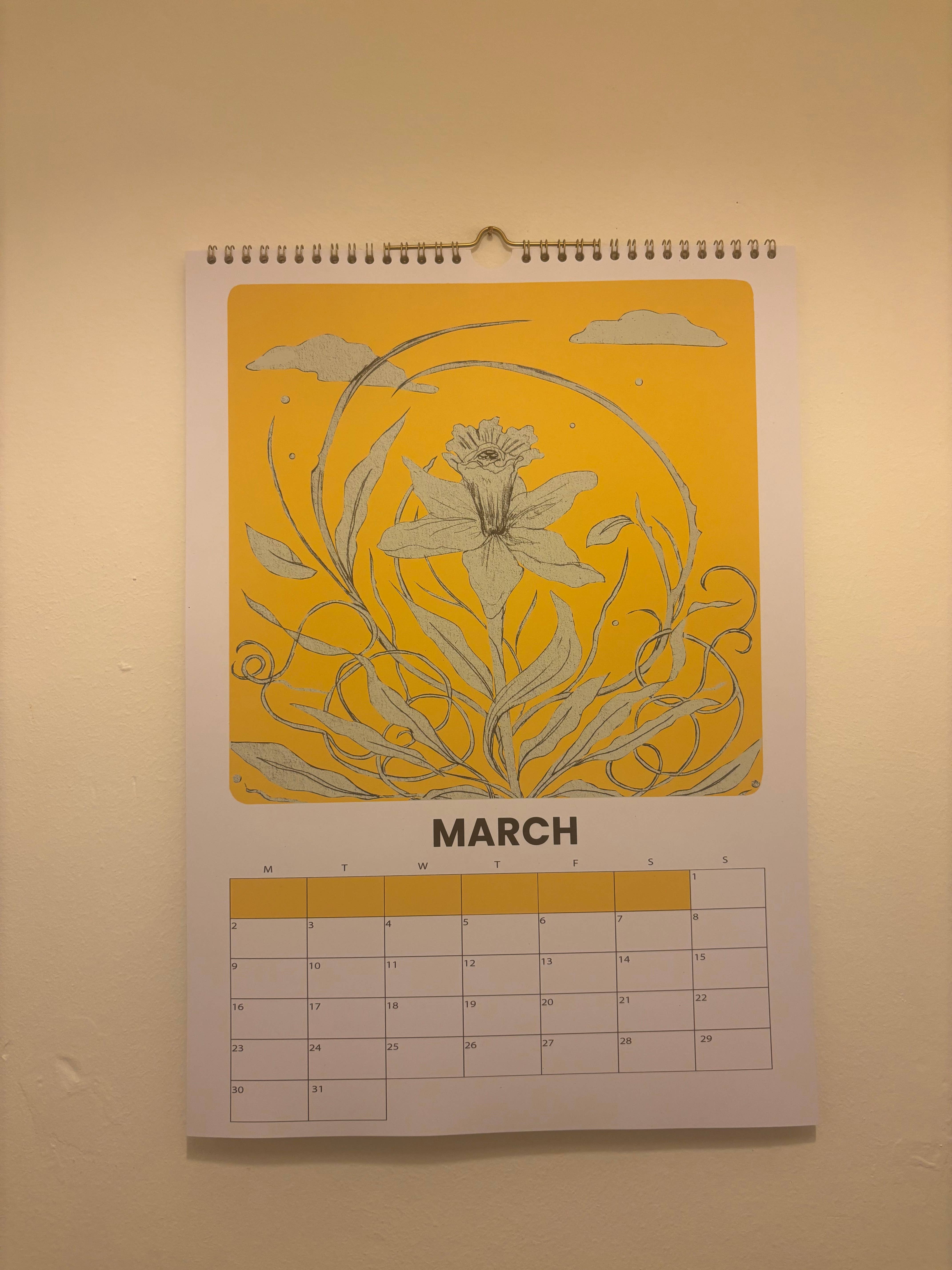 Tomekah George - Wholesale Calendar - Large 2026 Calendar, Flowers Wall Calendar - A37