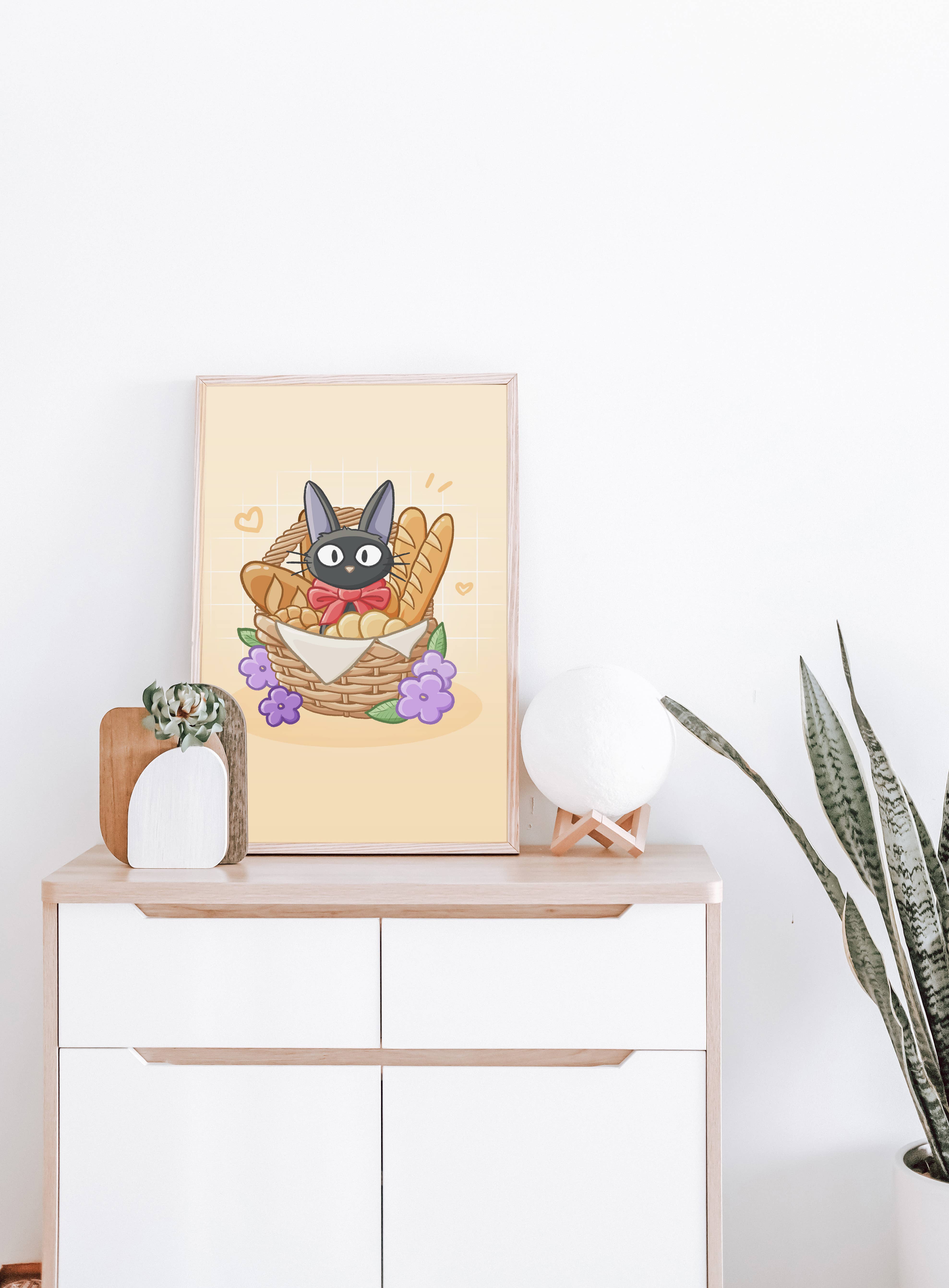 Sarah May Arts - Wholesale Art Print - Bakery Black Cat Print | Fine Line Anime Floral Art6