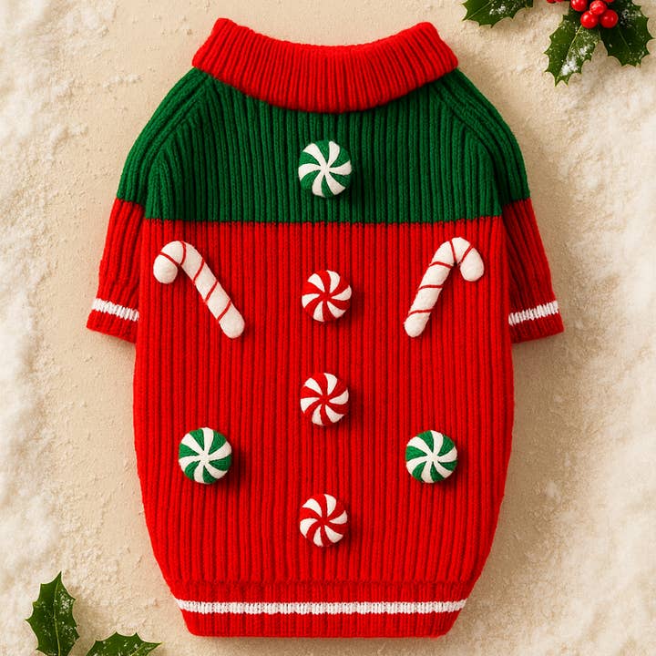 Found My Animal - Wholesale Pet Sweater - Dog - Original Peppermint Candy 3D Icon Sweater1