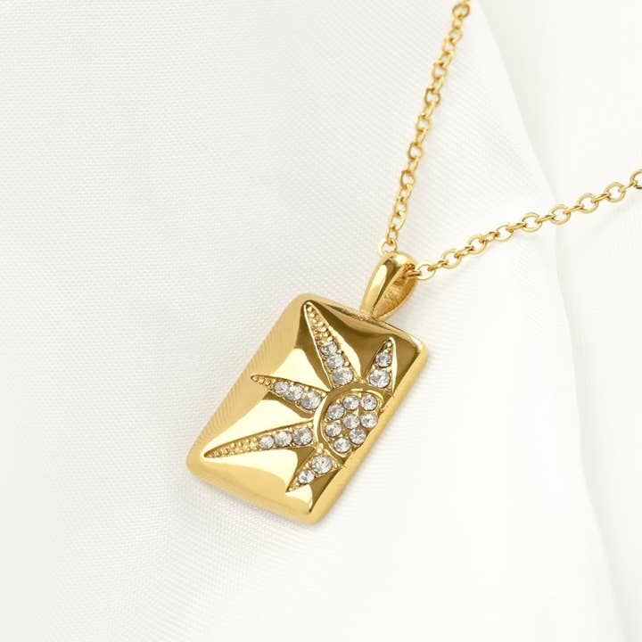 Collar de Sol de Diamante - Collar con Colgante de Etiqueta de Rayo de Sol Dorado para venta al por mayor de Blueyejewelry