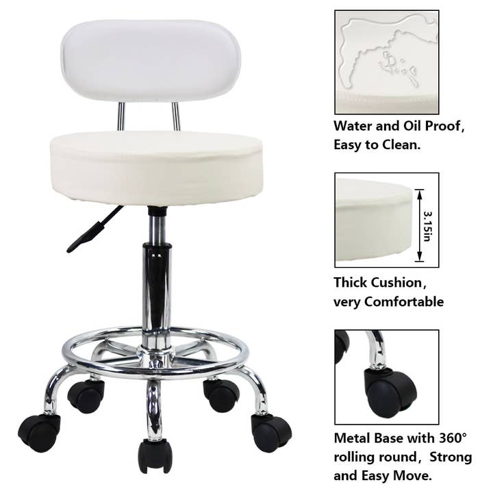 KKTONER - Wholesale Chair - White PU Leather Adjustable Desk Chair with Footrest6