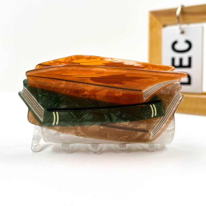 Book Print Acrylic Hair Claw Clip for wholesale by mildstyles