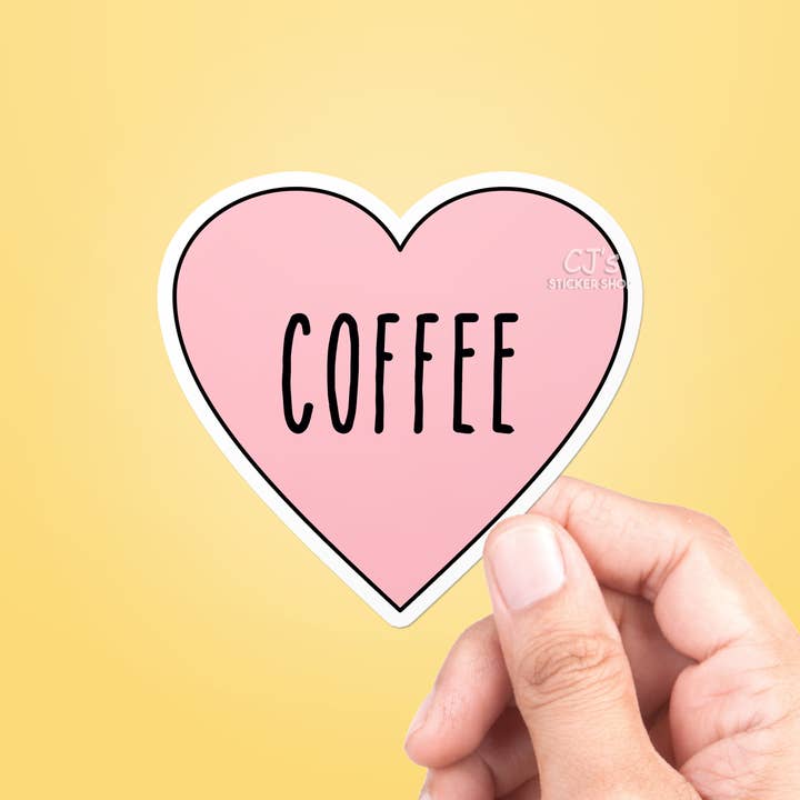 I Love Coffee Heart Sticker Vinyl Decal for wholesale by CJ's Sticker Shop
