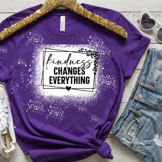 Women's Bleached Graphic Tshirt, Kindness Graphic Tee for wholesale by Crafty Mamas Creationz