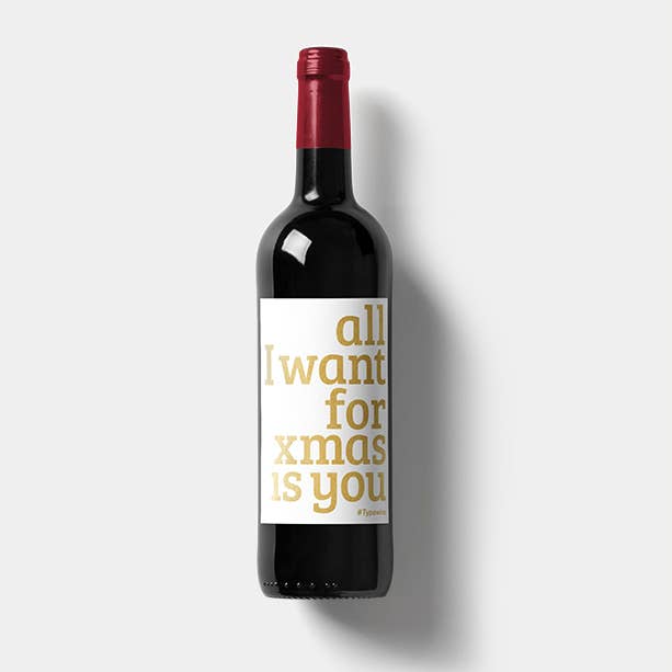 All I want for Xmas Wine Label for wholesale by Typewine