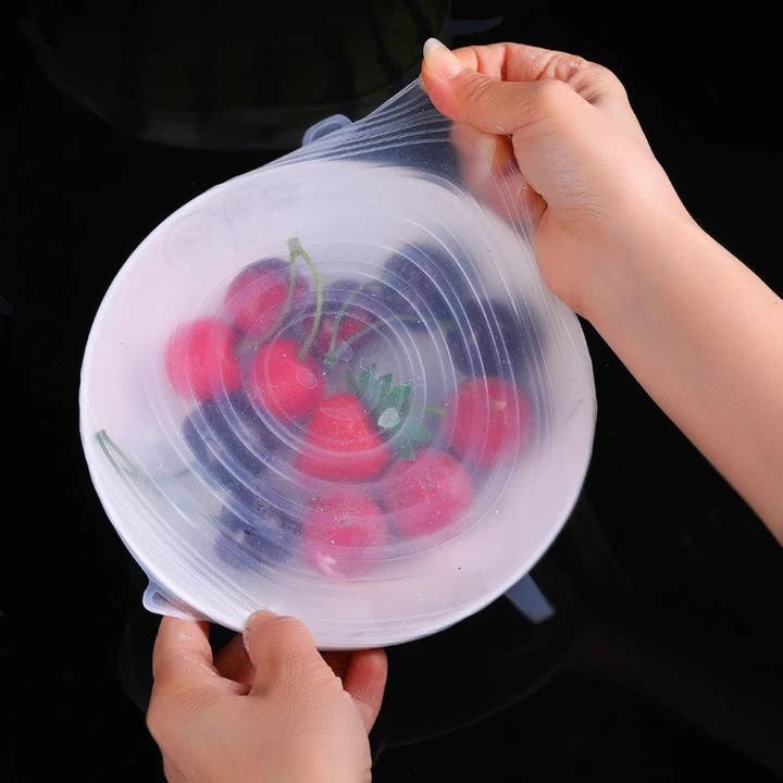 Smile Boutiques - Vendita all'ingrosso Contenitori per alimenti - Copri cibo e stoviglie in silicone elasticizzato ecologico — Set di 6