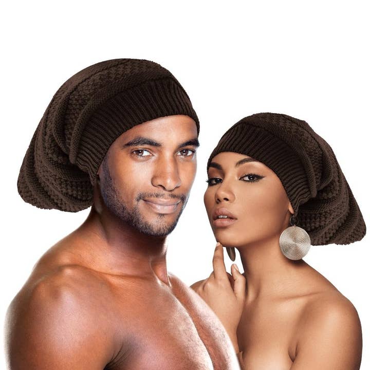 Unisex Knitted Crochet Beanie Dark Brown for wholesale by KT Supply