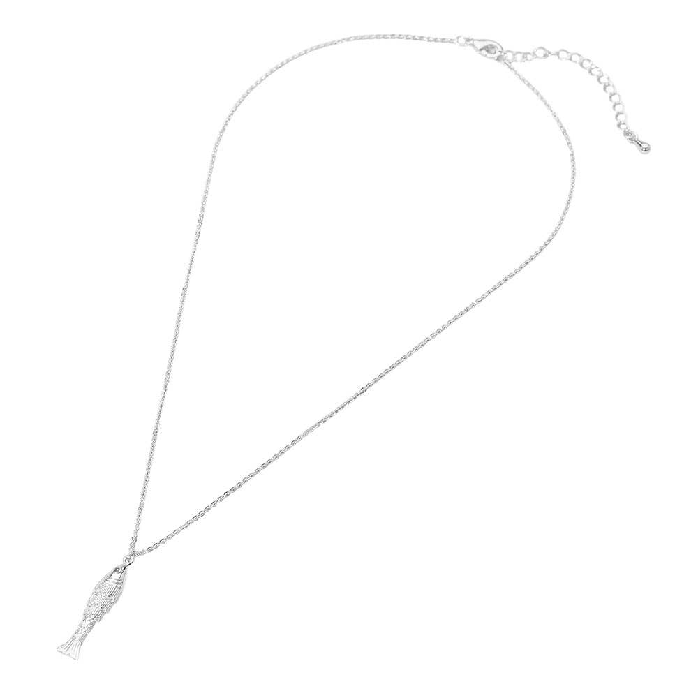 Sensibling Corp. - Wholesale Pendant/Charm Necklace - 18K Gold Dipped CZ Stone Accent Fish Pendant Necklace5