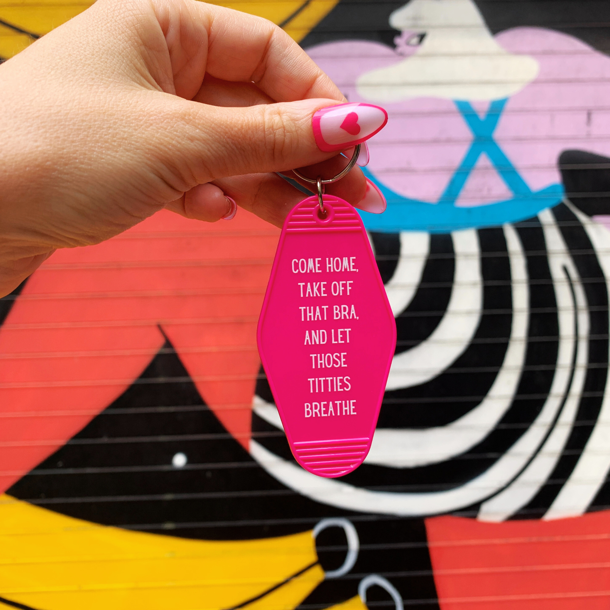 GetBullish - Wholesale Keychain - Women's - Come Home Take Off That Bra Motel Style Keychain in Fuchsia6