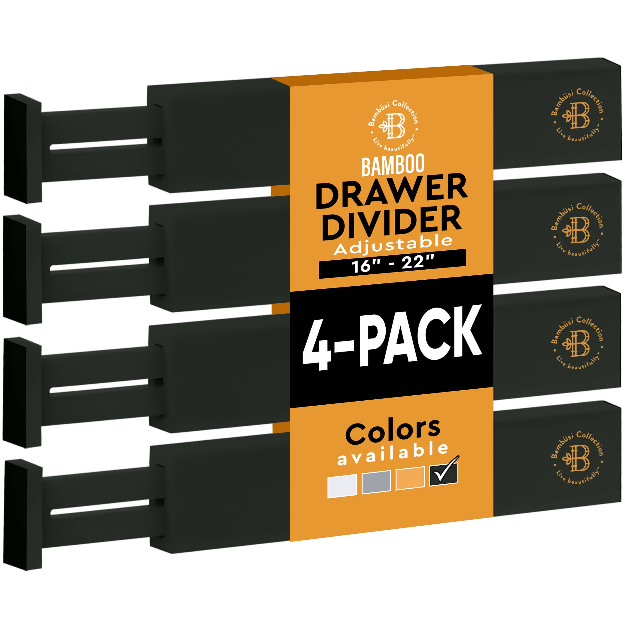 Bambusi – Großhandel Schubladen-Organizer – Schubladenteiler aus Bambus, verstellbare Schubladenablage, 4er-Pack8
