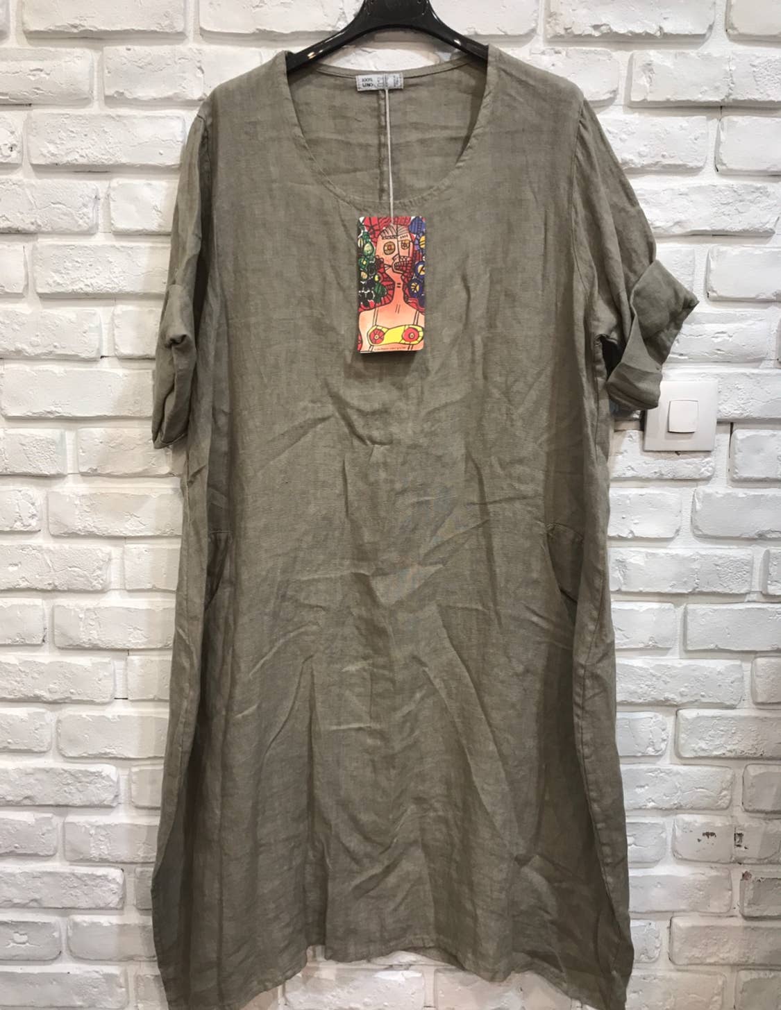 la maison des fibres naturelles - Wholesale Dress - Women's - Round neck dress in 100% linen 676136