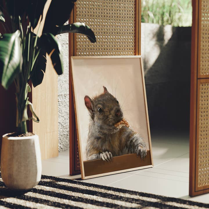 The Ugly Cat Studio - Wholesale Art Print - Grey Squirrel with a Walnut Fine Art Print22