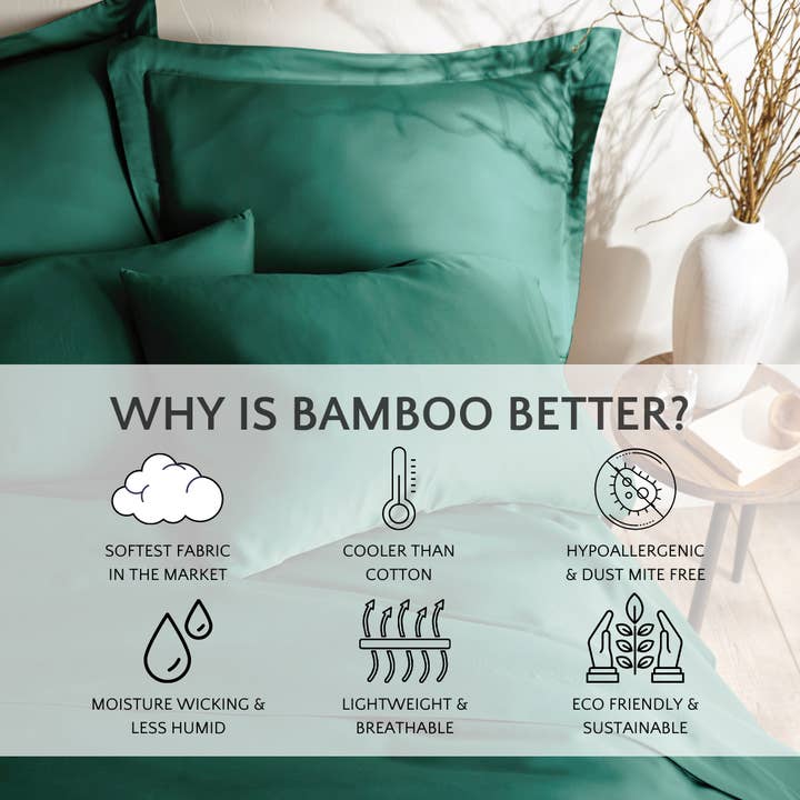 Bamboo Is Better - Wholesale Bedding Set - Signature Bamboo Viscose Duvet Cover Set - EMERALD GREEN