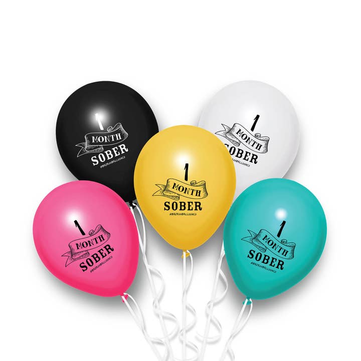 1 month Sober | Soberversary Balloons Sober Anniversary for wholesale by Badass Balloon Co.