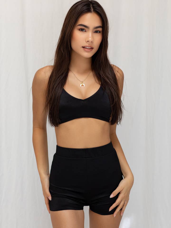 Luxe Satin Bralette - Midnight Onyx for wholesale by MUAVES