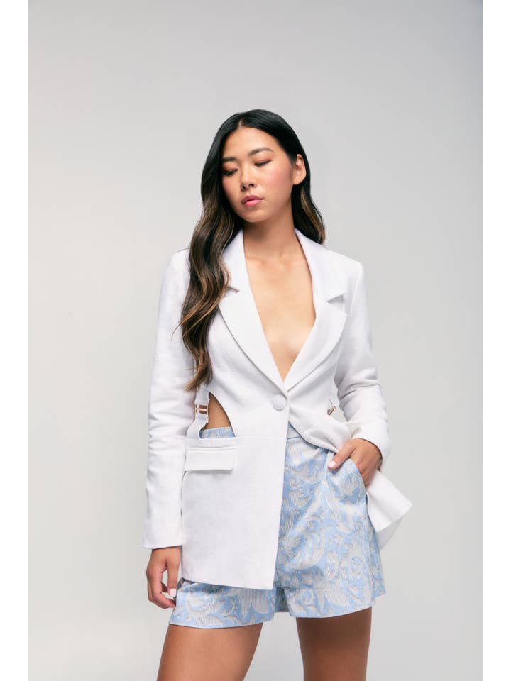 Hilary MacMillan - Wholesale Blazer - Women's - Linen Canvas Cut Out Blazer1